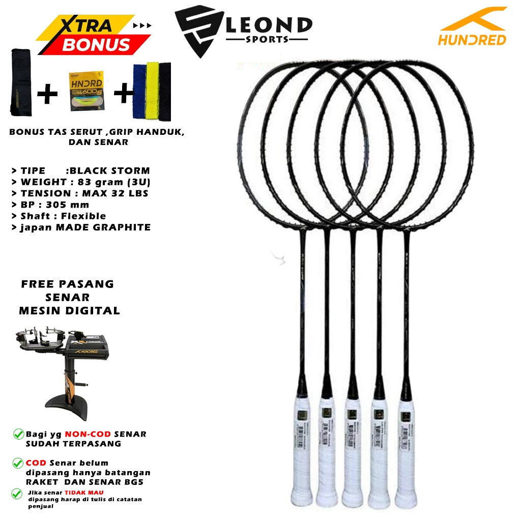Raket Badminton Hundred Black Storm dan Raket Hundred Shadow Lite Raket Bulu Tangkis Hundred