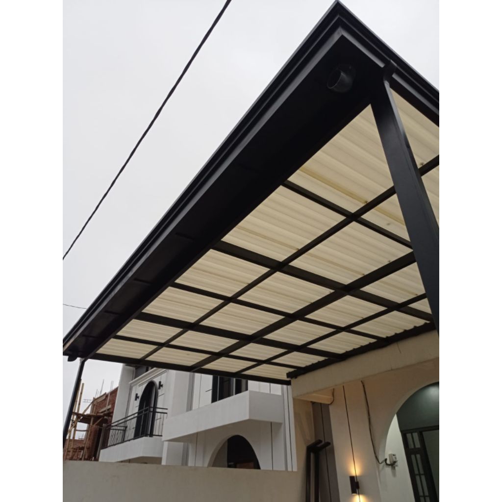 KANOPI KORDOBA ATAP UPVC/ALDERON 2 layers dan 1 layers  KERANGKA BESI GALVANIS 4X8