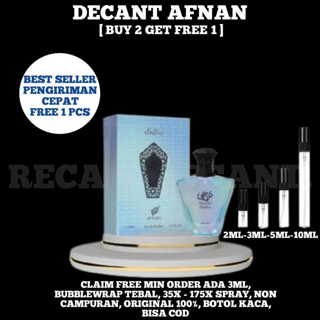 [BELI 2 GRATIS 1] Decant Parfum Afnan TURATHI ELECTRIC • Fresh Woody Elegan Premium Tahan Lama Pria 
