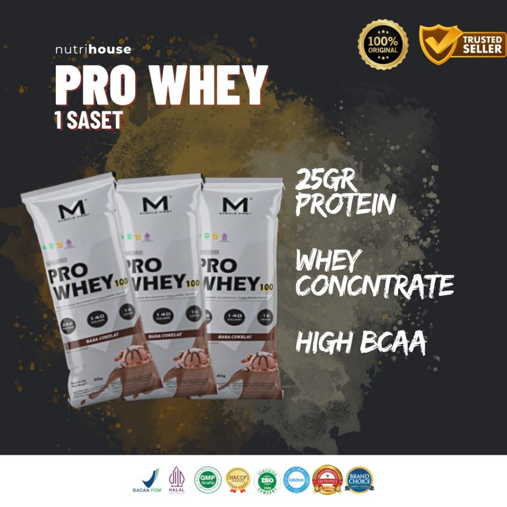 M1 Pro Whey 1 saset Whey Protein Concentrate Nutrihouse Sumatera Utara