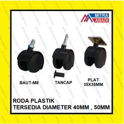 Roda Kursi Kantor Model Tancap Castor Caster Roda 50 mm Tancap