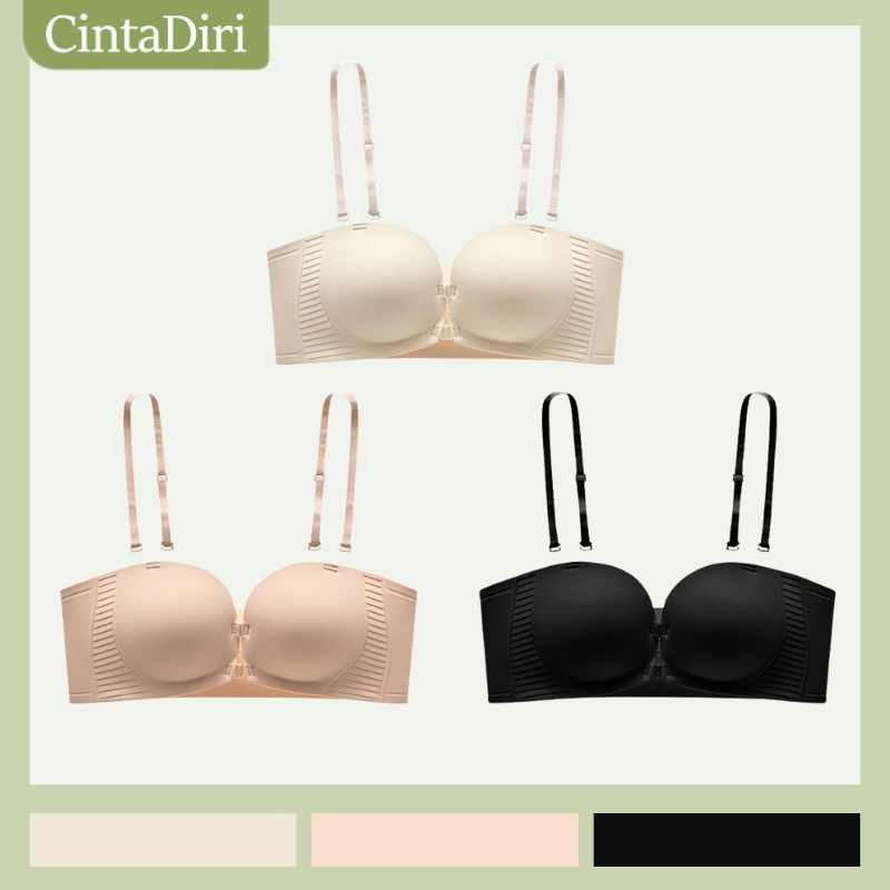 Cinta Diri Bra Push Up Bra Kancing Depan Tanpa Tali Tanpa Kawat BH Wanita