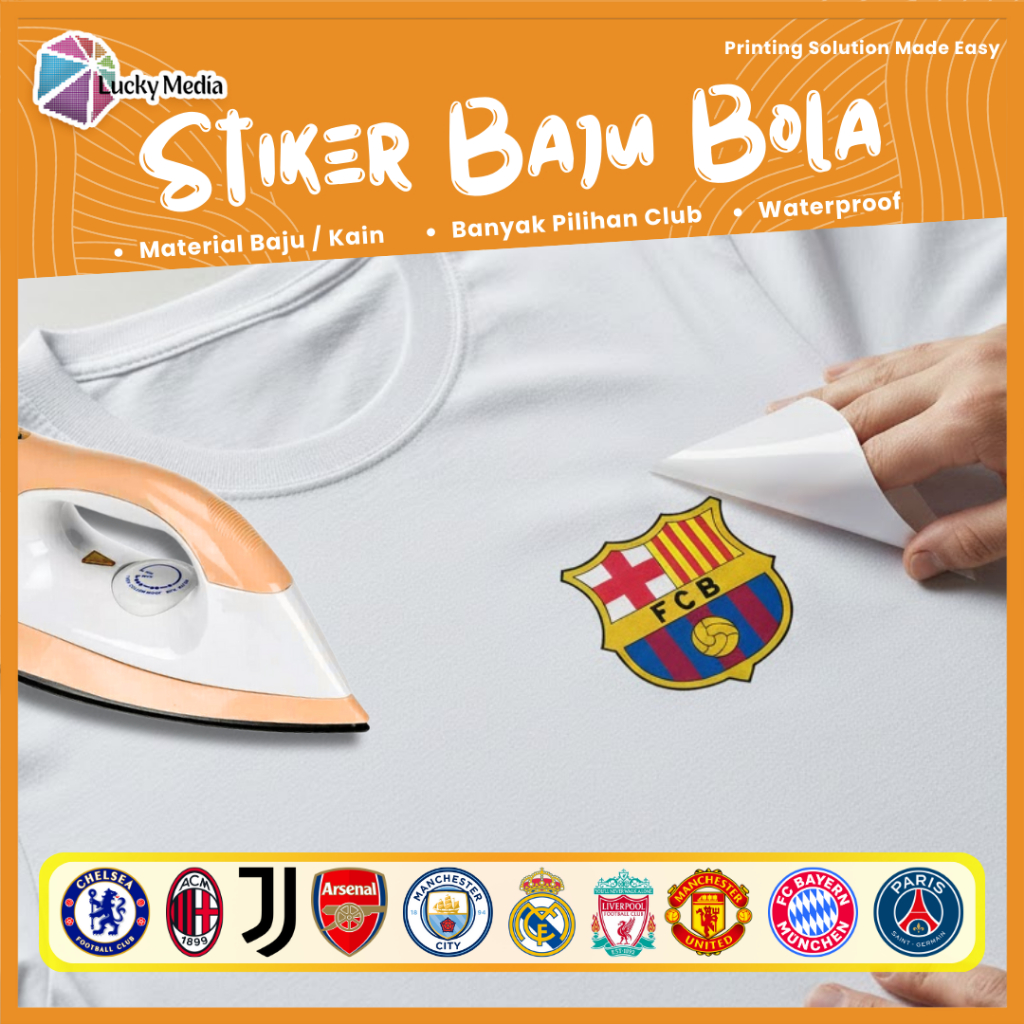 Stiker Baju DTF Patch Logo 7cm Football Club Sticker Sablon Usaha Dinas Custom Sepak Bola Print