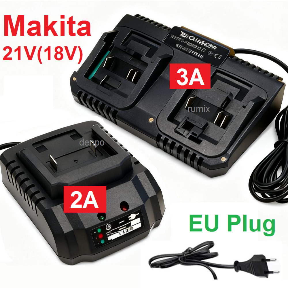 Charger Makita Lithium Bor 18V 21V Singel Dual Port Charger Adaptor 2A 3A Casan Cas Baterai Cordless