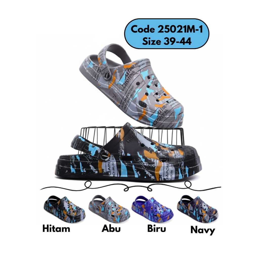 Sandal dewasa laki laki baim antislip bahan karet motif loreng abstrak