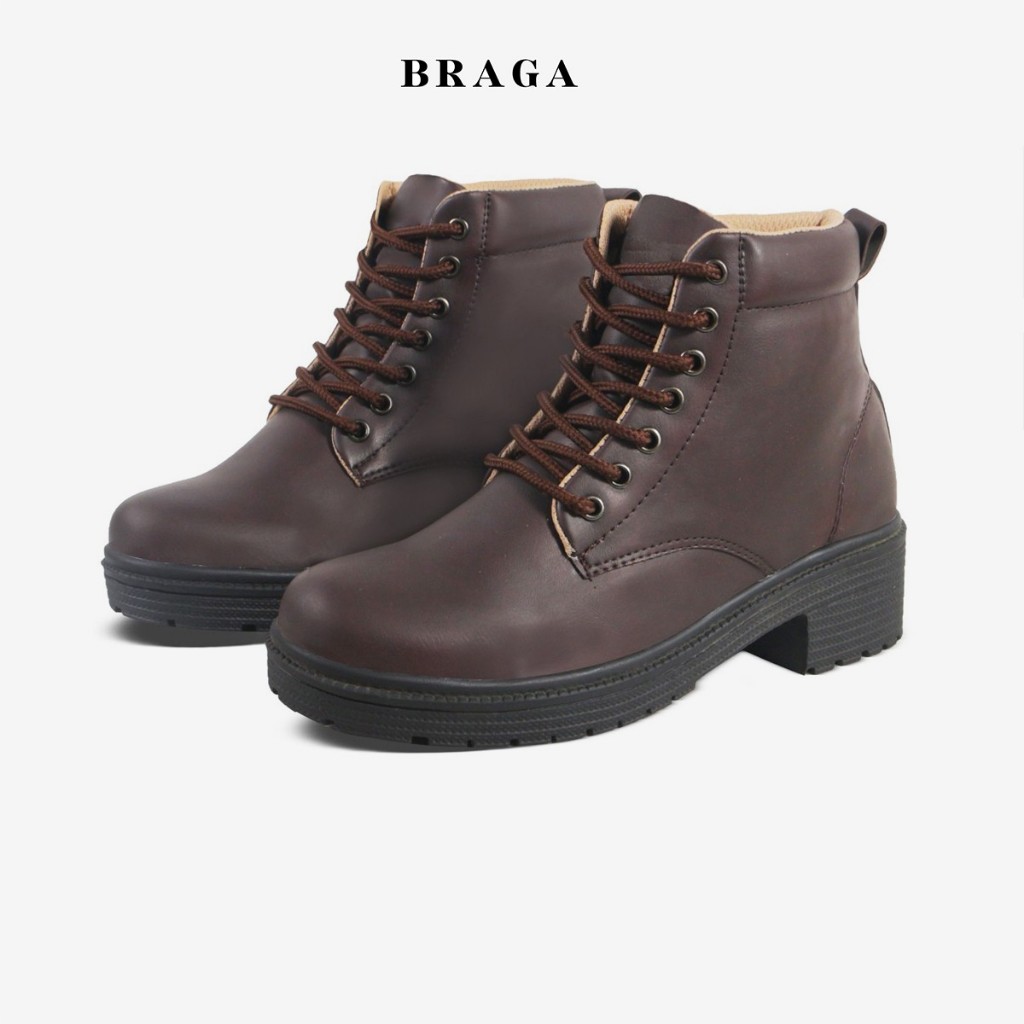 Terbaru Braga Ornela B 2871- Sepatu Docmart Boots Fashion Wanita Casual Kuliah Kerja Hangout Hak