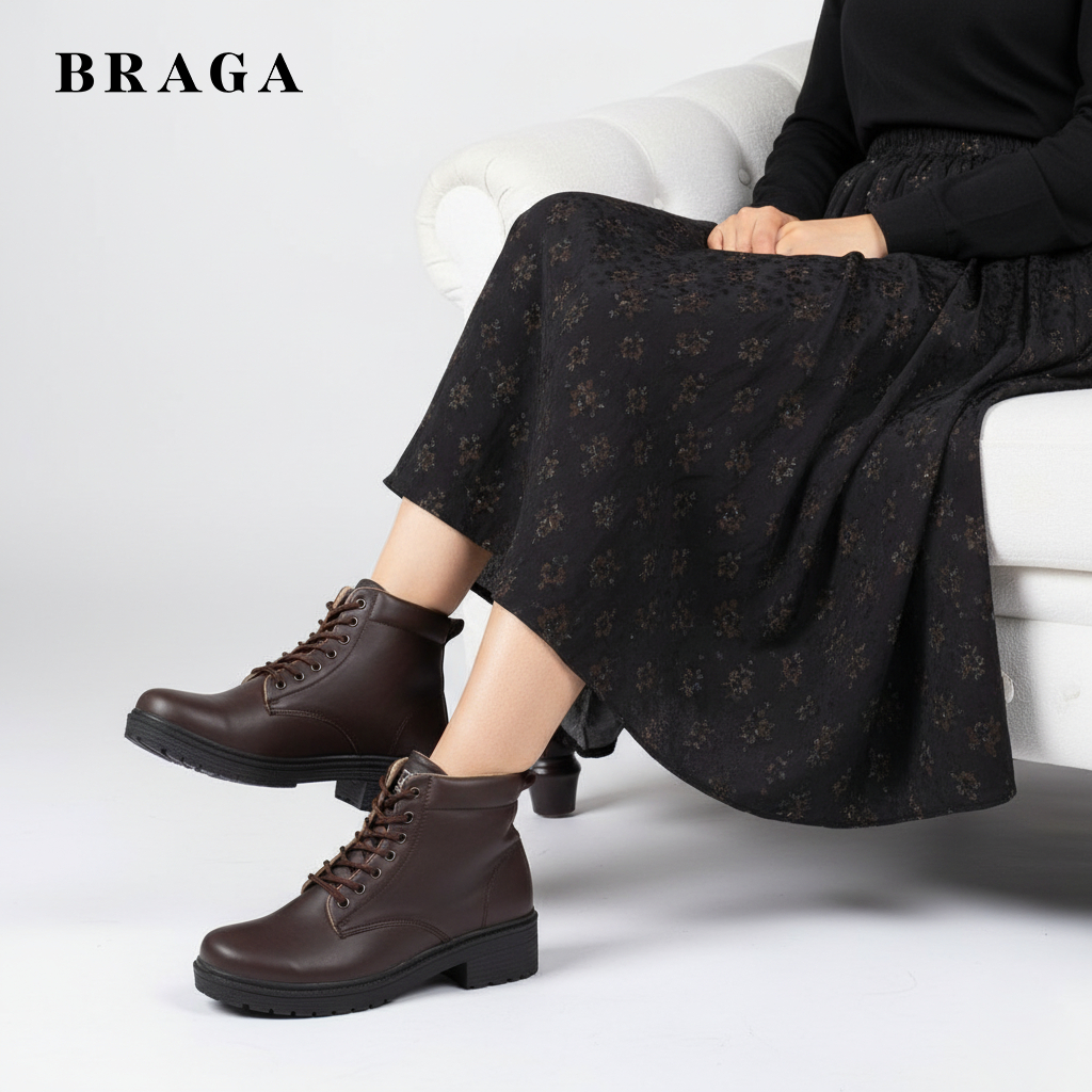 NEW Braga Ornela B 2871- Sepatu Docmart Boots Fashion Wanita Casual Kuliah Kerja Hangout Hak