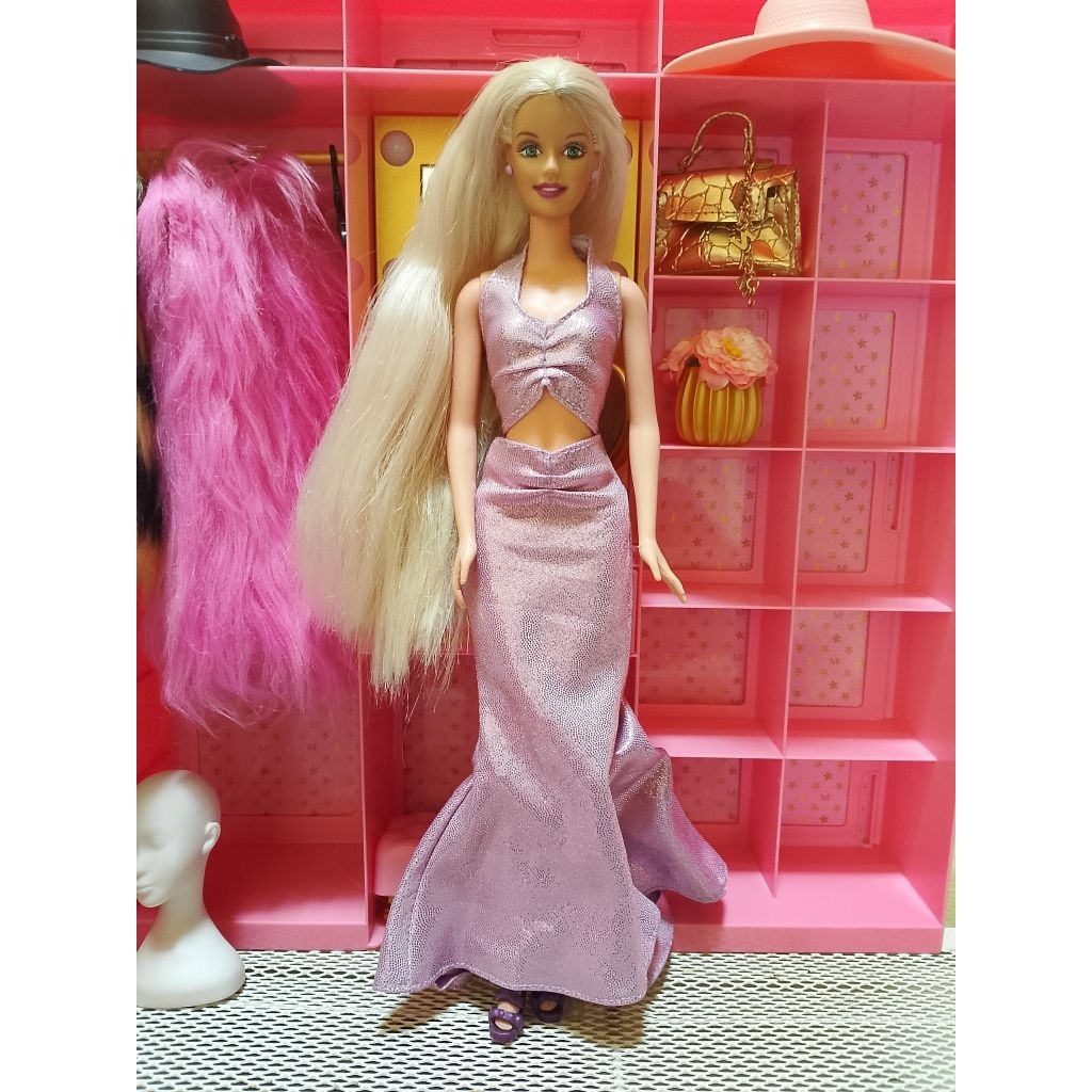Barbie Mattel Preloved Kaki karet Rambut panjang vintage