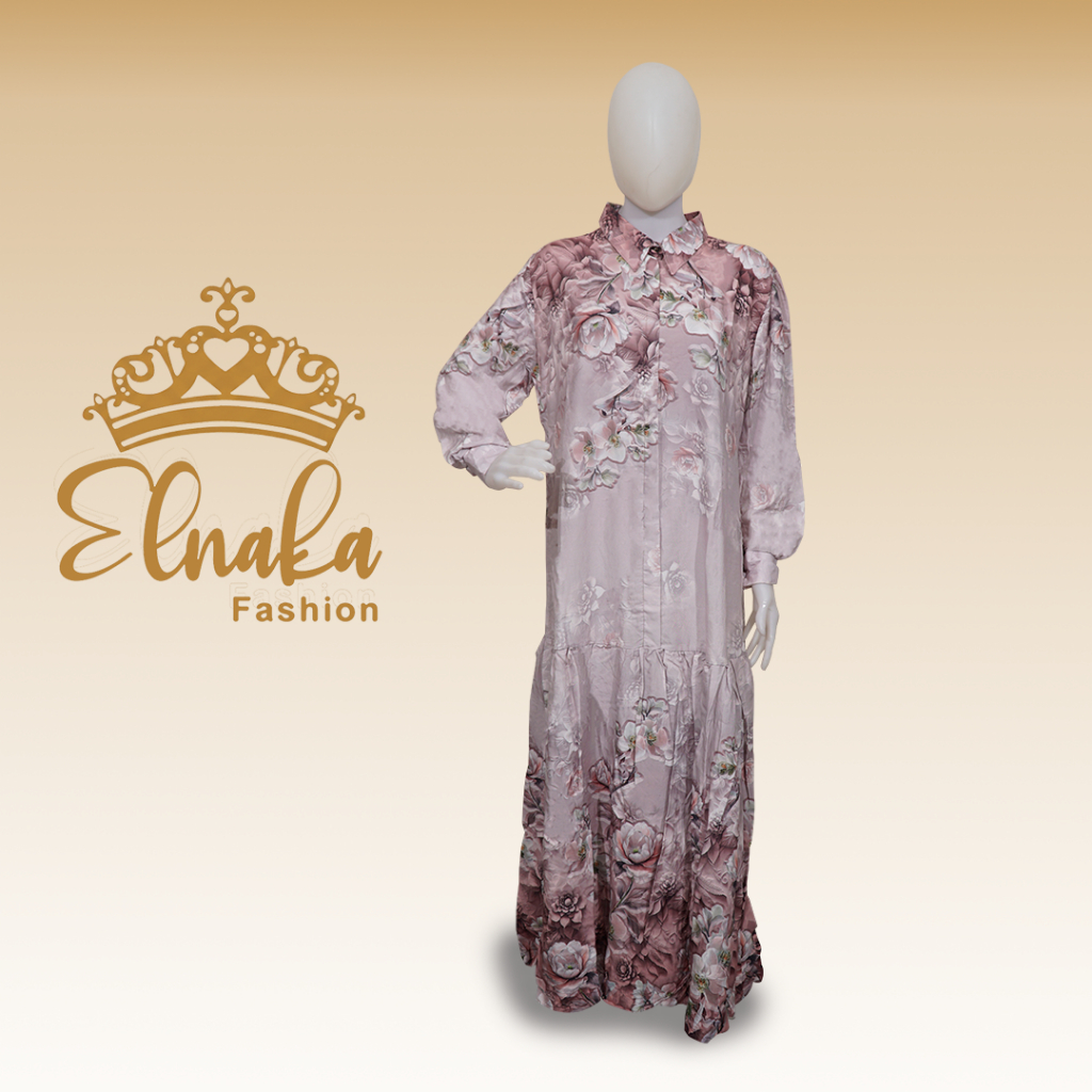 Gamis Dress Rayon Premium Pink Elnaka GMS076