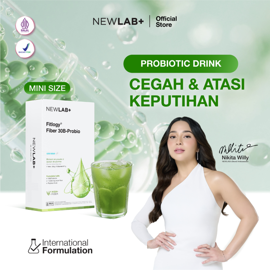 NEWLAB Mini Box Fitlogy Apple 30B Drink | Minuman Serbuk Rasa Apple Mint 7 Sachet