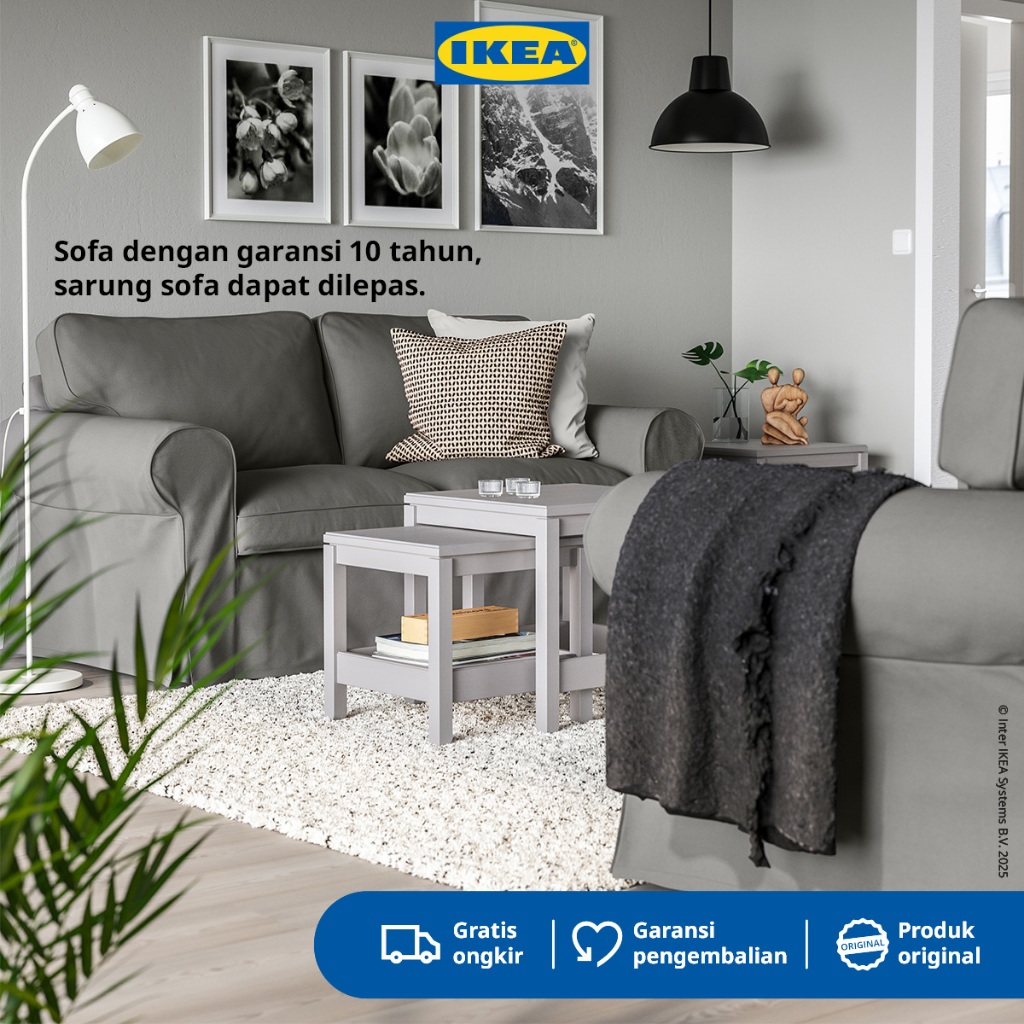 IKEA EKTORP Sofa 2 Dudukan Minimalis HAKEBO Abu Tua