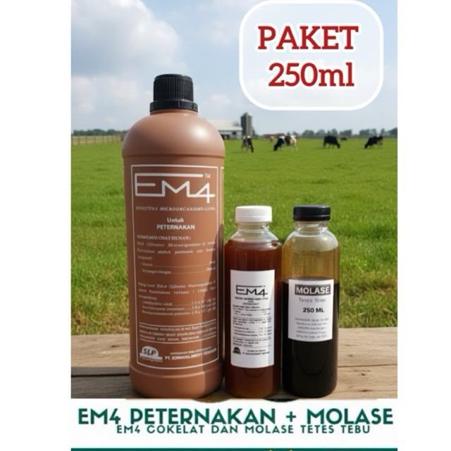 Em4 Peternakan 250ml + Molase 250ml. Paket Em4 Peternakan + Molase. Em4 Coklat
