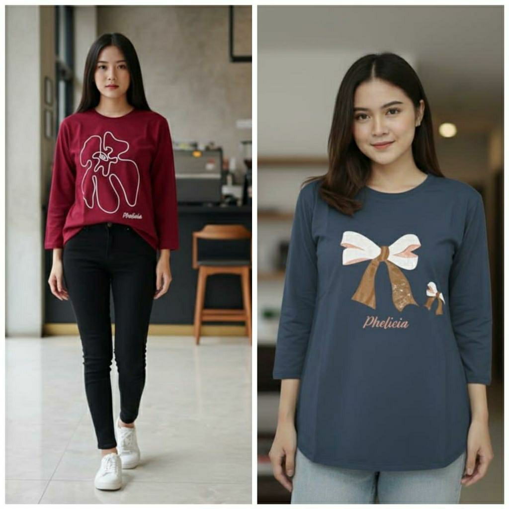 Kaos 7/8 Cewek Dewasa Phelicia Matahari