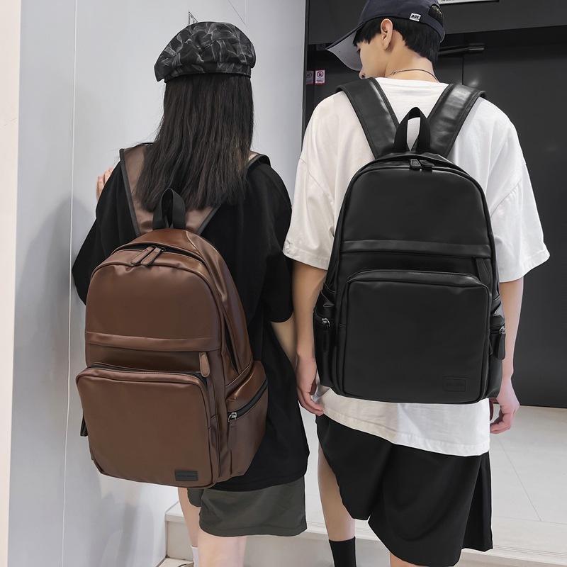 Tas Ransel Punggung Kulit Sekolah Unisex Tas Ransel Gendong Kulit Hitam Sekolah Terbaru