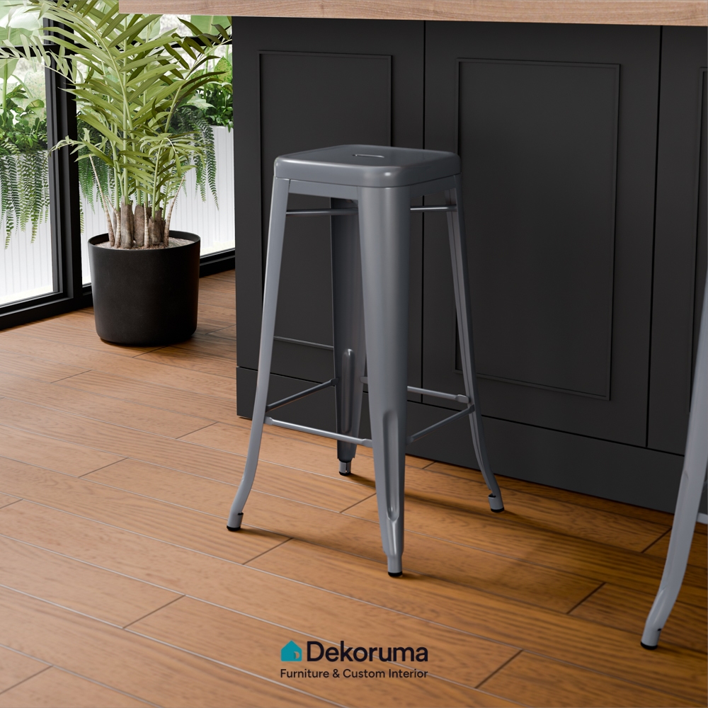 Dekoruma LUTON Bangku Bar Metal Minimalis / Bangku Tinggi / Bar Stool / Kursi Cafe New London Z - Ab