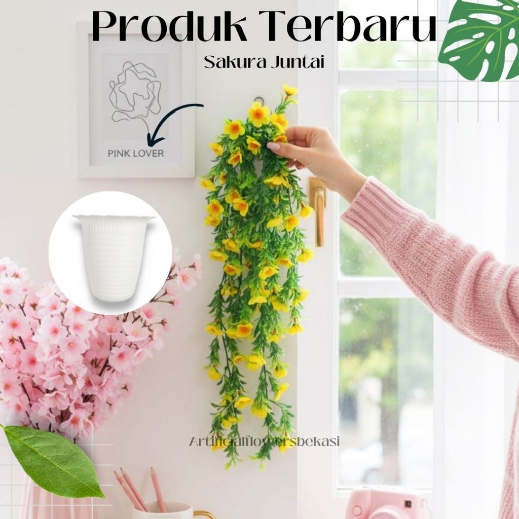 SAKURA JUNTAI + PDO / bunga hias Bunga dinding pajangan cafe/ artificial / Bunga Hias Artificial Maw