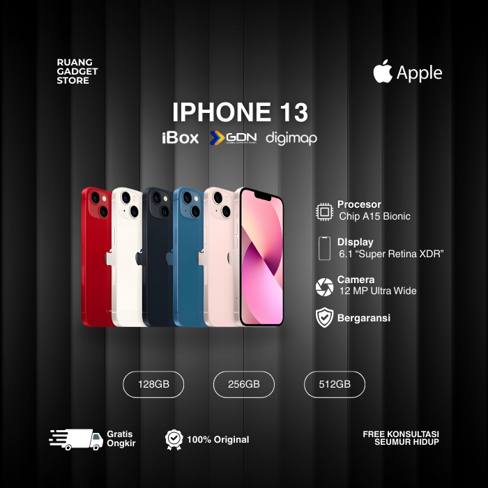 IPHONE 13 SECOND iBOX - DIGIMAP - GDN 64GB 128GB 256GB Hitam Hijau Biru Ungu Merah Putih