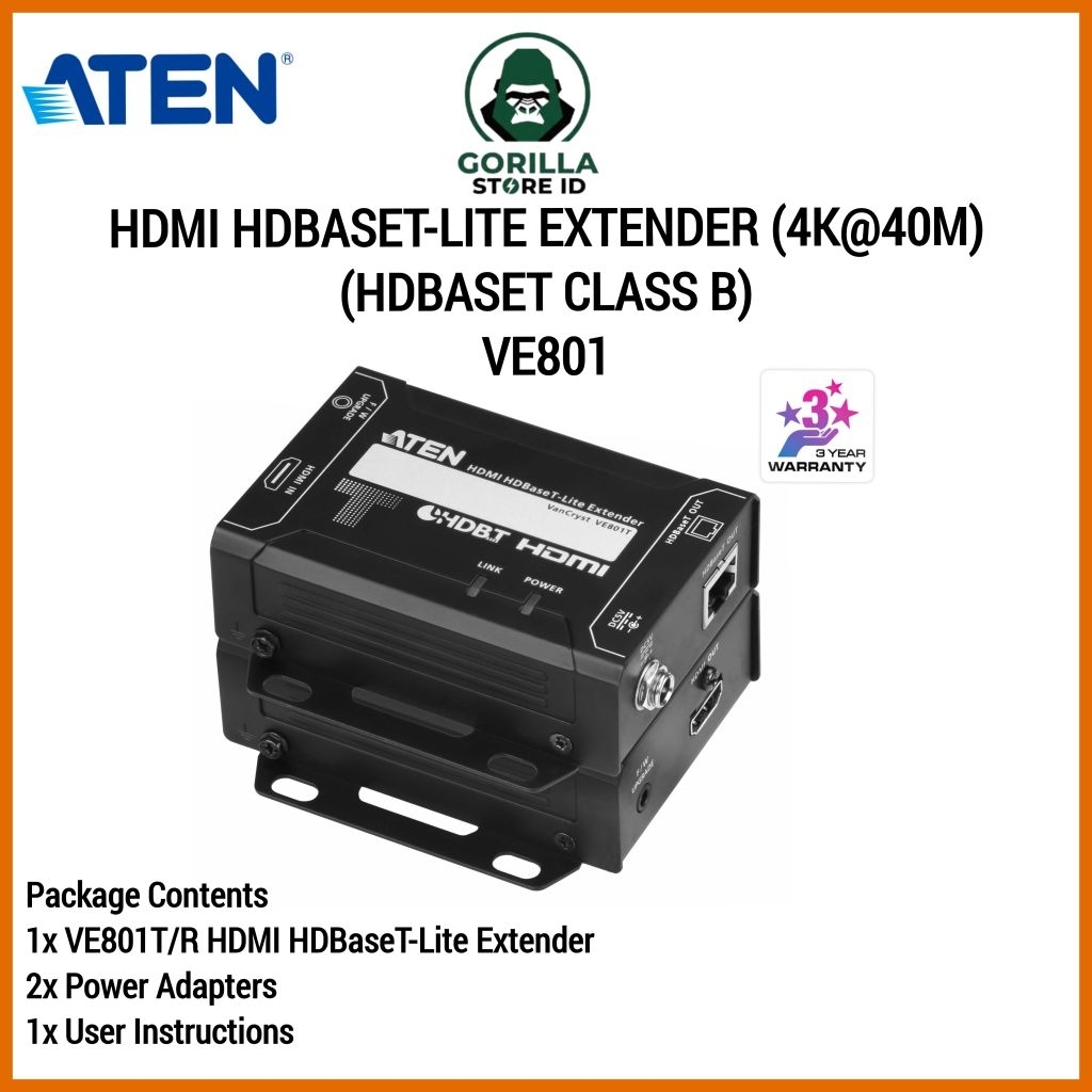 ATEN VE801 HDMI HDBaseT-Lite Extender (4K@40m) (HDBaseT Class B)