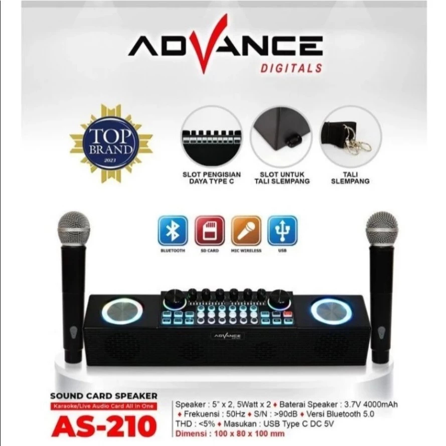 Advance speaker soundcard profesional AS-210 speaker soundcard portable speaker bluetooth bass sepek