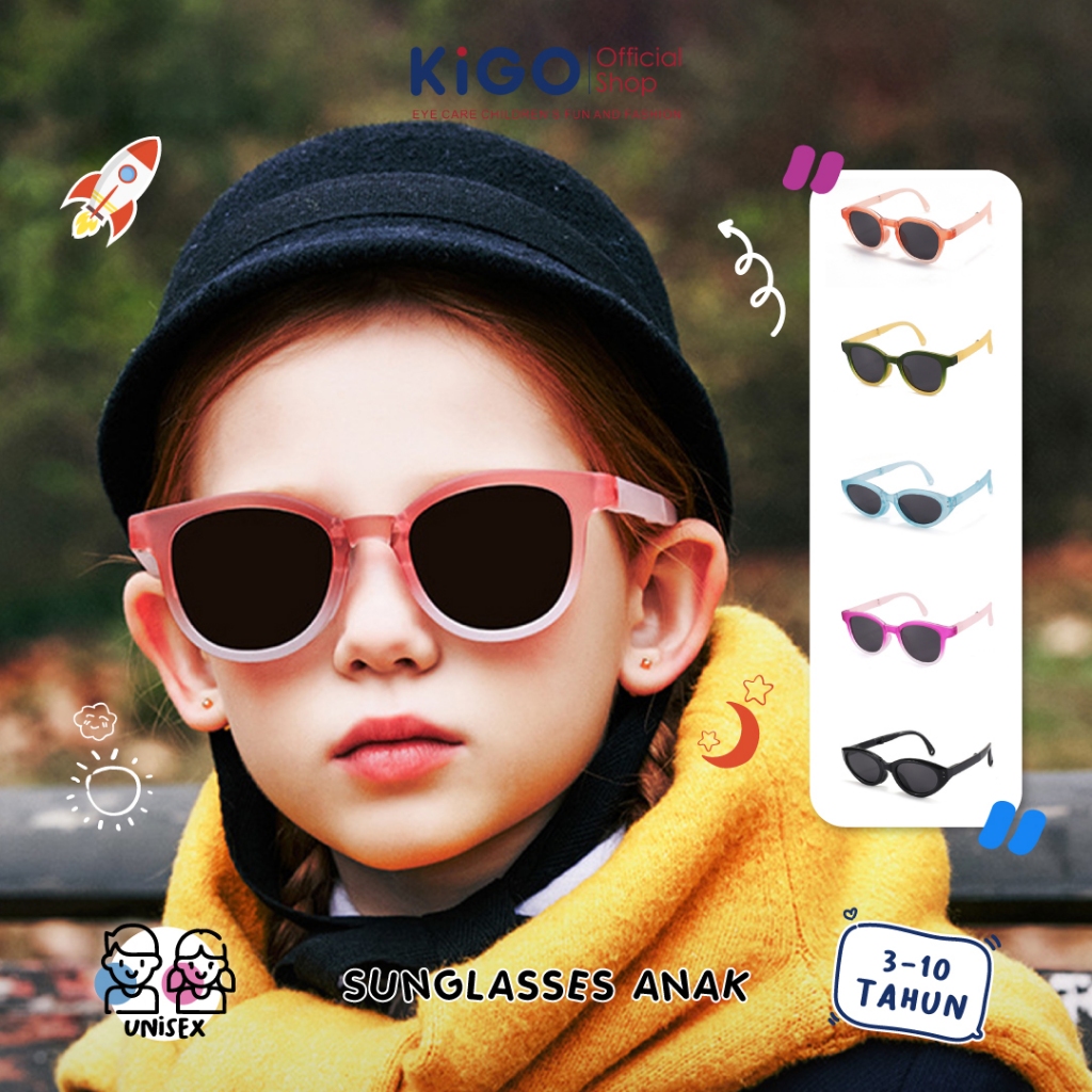 KIGO Kacamata Hitam Anak Sunglasses Polarized Anti Silau UV Geometric Series Folding Glasses KB668