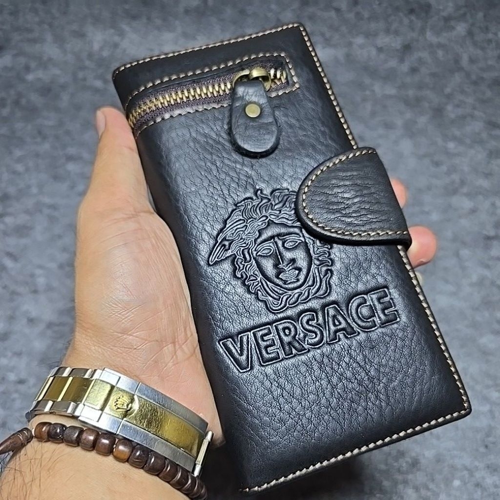 Dompet Panjang Pria Wanita Kulit Kancing Resleting Kulit