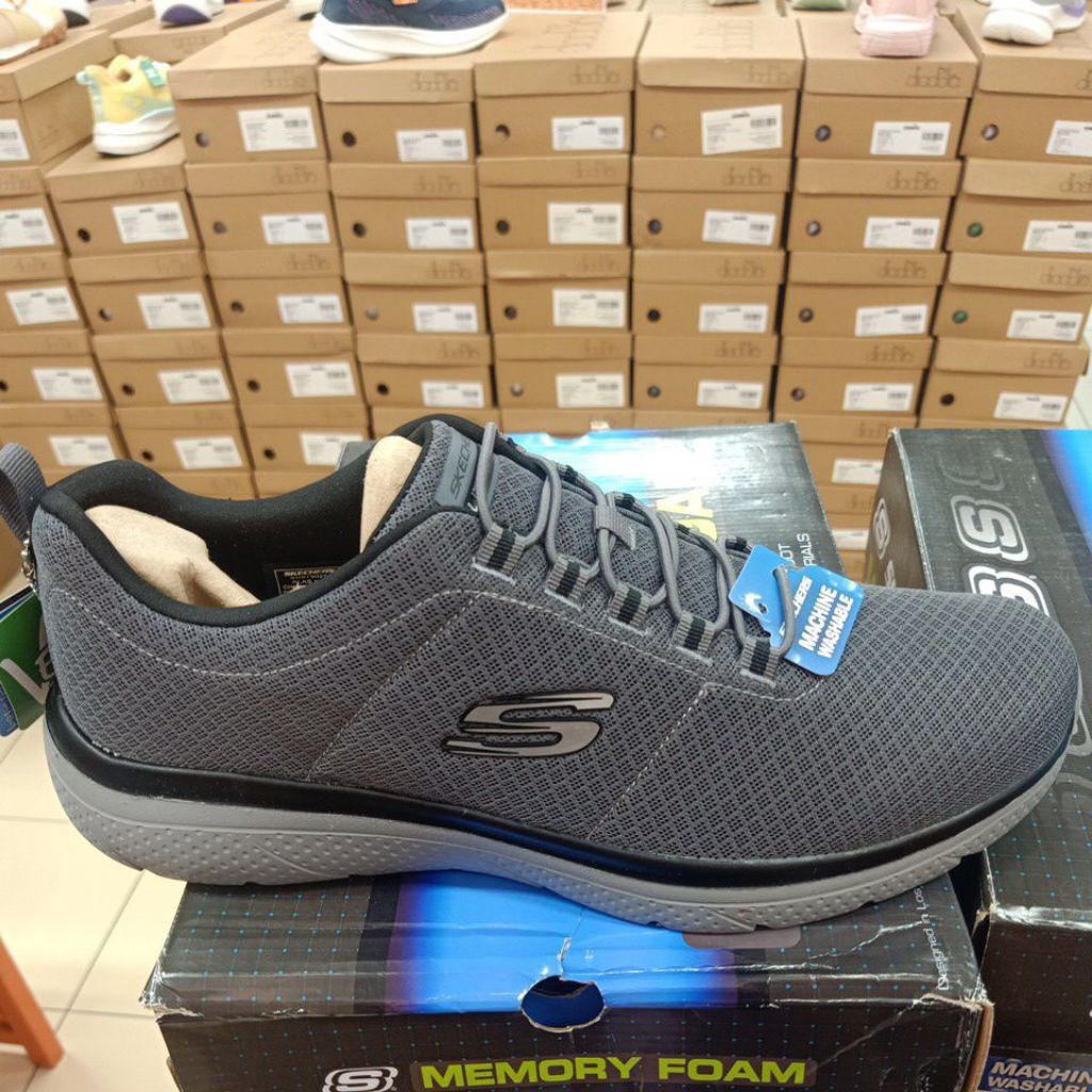 SKECHERS SPORT GENO 8790258 SEPATU SLIP ON PRIA ORIGINAL_GREY