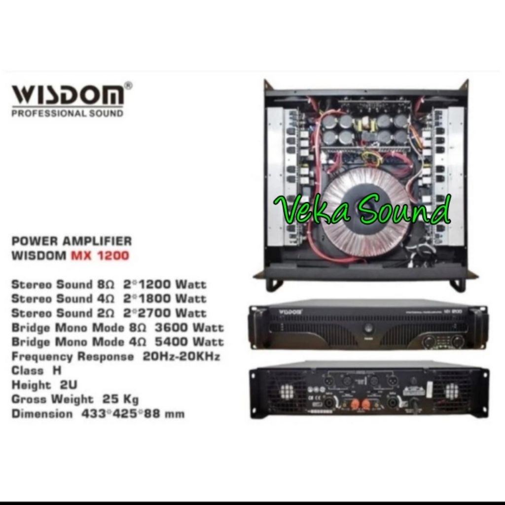 Power Wisdom MX-1200 /MX1200/MX 1200 Original 2 Channel Power Amplifier