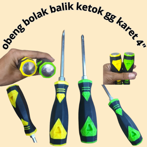 Obeng Ketok Bolak Balik 4 Inch – Gagang Karet Anti Slip Baja Keras / Obeng Ketok Reversal 4 Inch – O