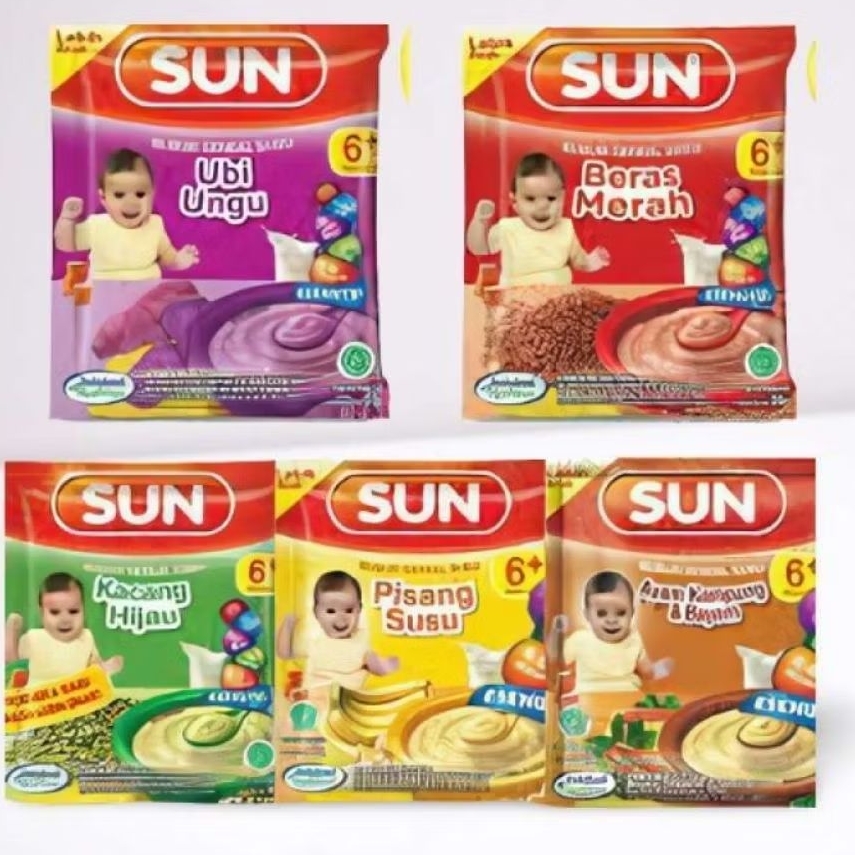 SUN BUBUR SEREAL BAYI 6+ SACHET RENTENG NETTO 8 PCS X 20 GR
