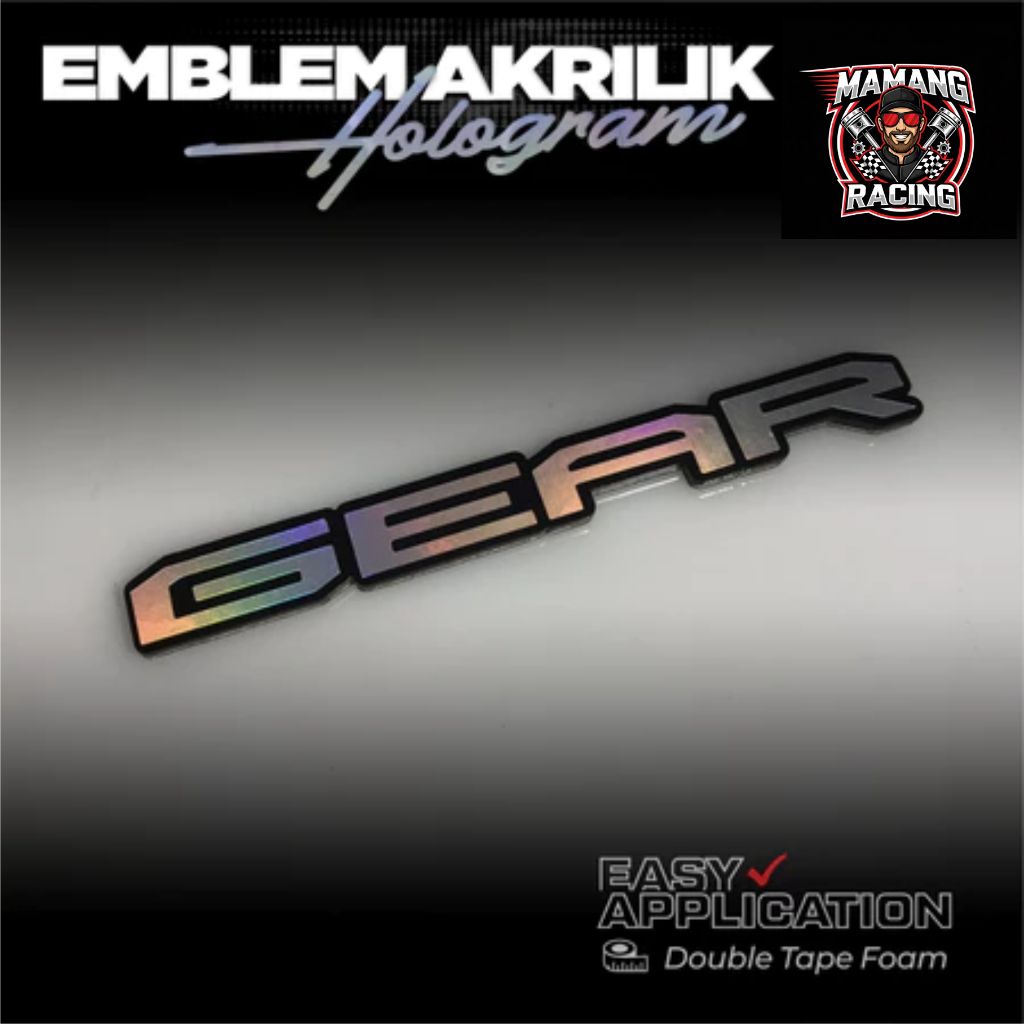 Emblem Motor YAMAHA MIO GEAR Logo Bahan Akrilik Gold dan Hologram