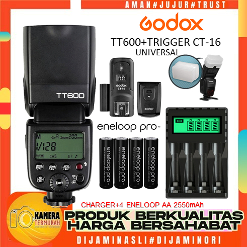 PAKET FLASH GODOX TT600 +TRIGGER CT-16 UNIVERSAL