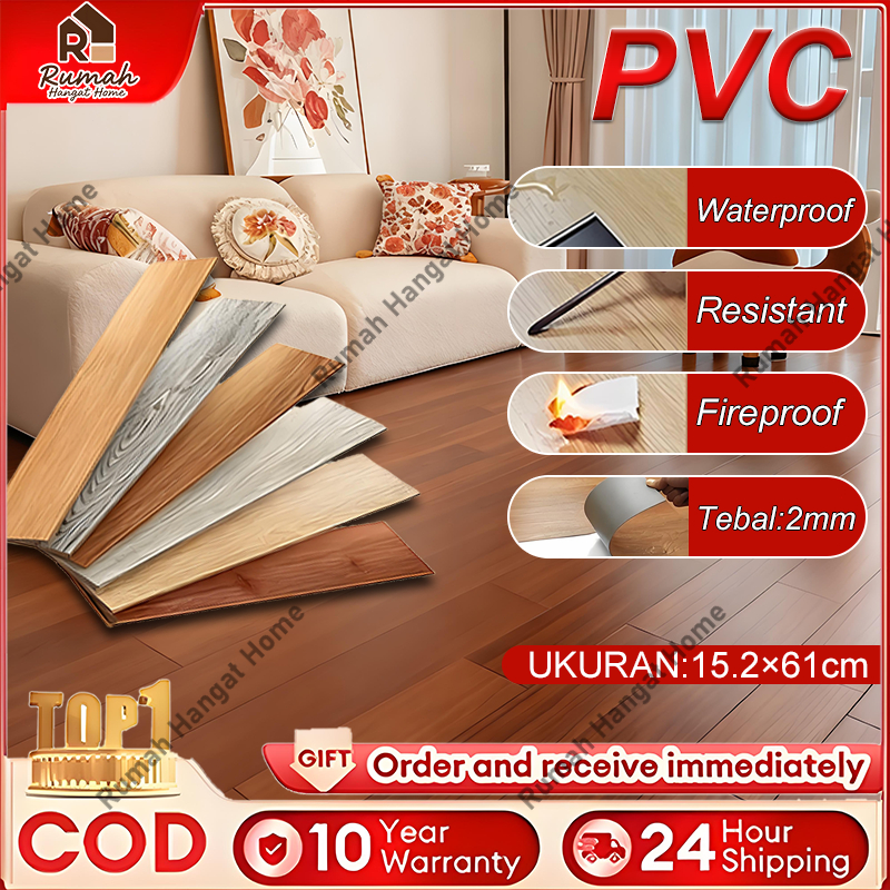 PVC Ubin Lantai Vinyl Stiker Perekat 61cm*15cm*2MM Lantai Waterproof Karpet Vinyl Lantai Kayu PVC / 