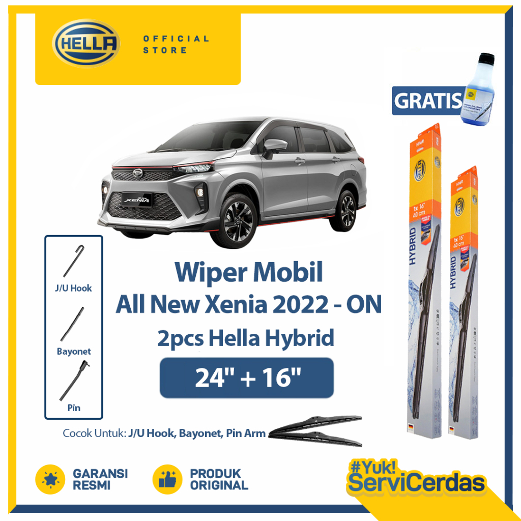 Wiper Mobil DAIHATSU All New Xenia 2022 24" + 16" (2pcs) - HELLA Hybrid