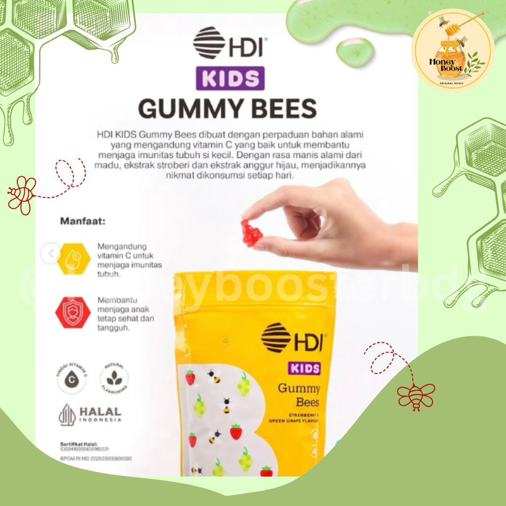 HDI KIDS Hunny Bees obat batuk anak herbal / HDI KIDS Gummy Bees / HDI KIDS Q Bees / vitamin anak ki