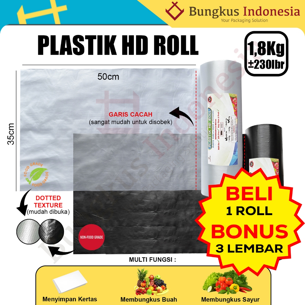 Plastik HD Roll Premium 1.8 Kg 35 x 50 cm - Plastik Buah Tebal