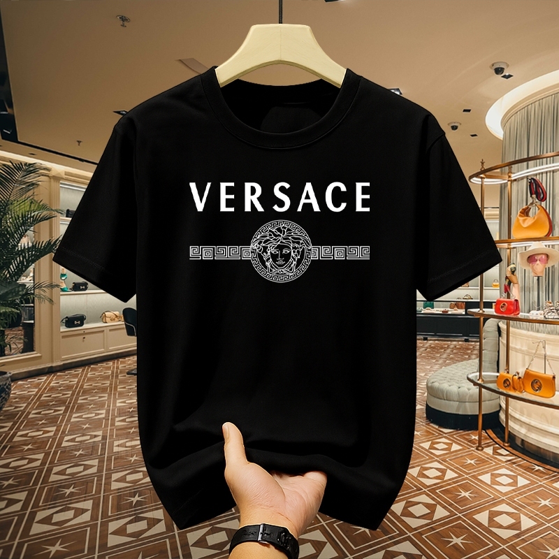 COD Pria trendy Kaos pria asli Versace, terbuat dari kain katun berkualitas dan nyaman, desain mewah