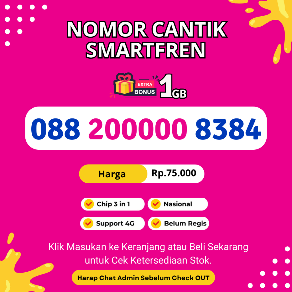 Nomor Cantik  Smartfren Murah Rapi Panca NOL - Kartu Perdana Smartfren Support 4G LTE Bonus Kuota 1G