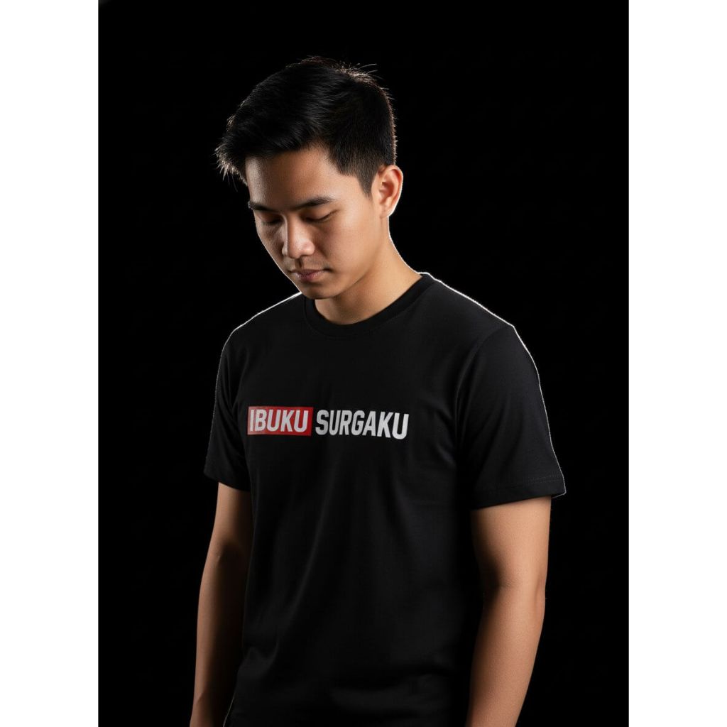 Kaos Ibuku Surgaku – Kaos Islami Kata Bijak Ibu, Katun Premium, Sablon Tahan Lama