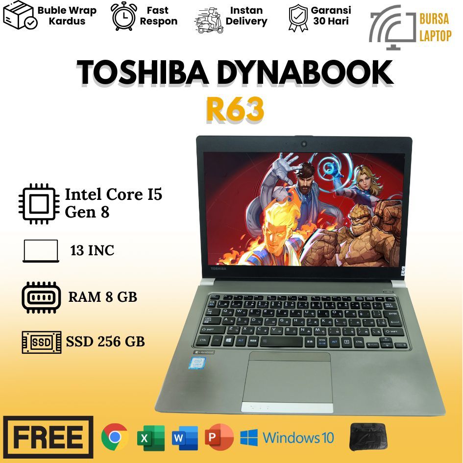 Toshiba Dynabook R63 Core I5 gen 7 8 Murah Ram 8gb Ssd 256gb Bergaransi