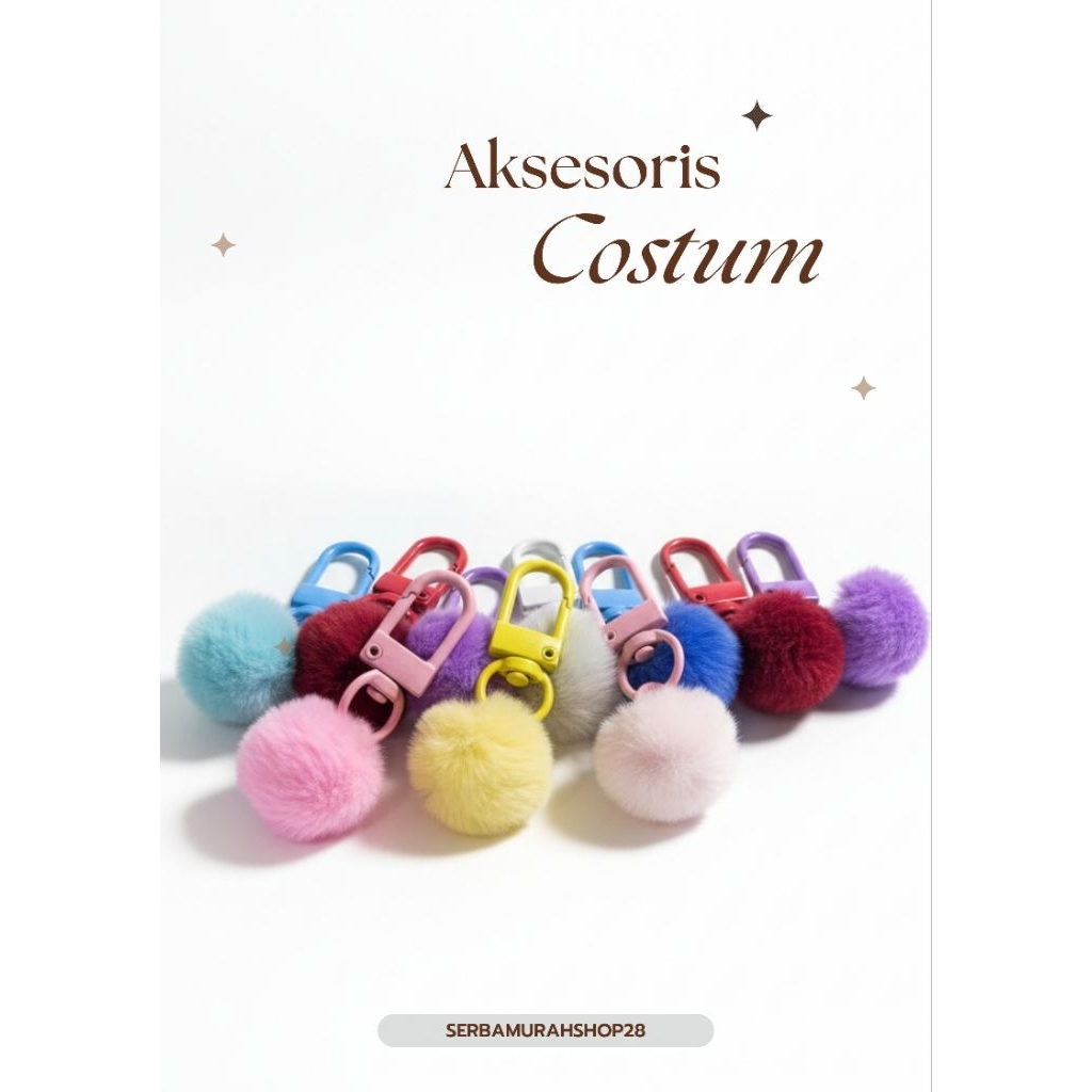 POM POM KEYCHAIN, POM POM MINI CANTIK - POM POM MURAH