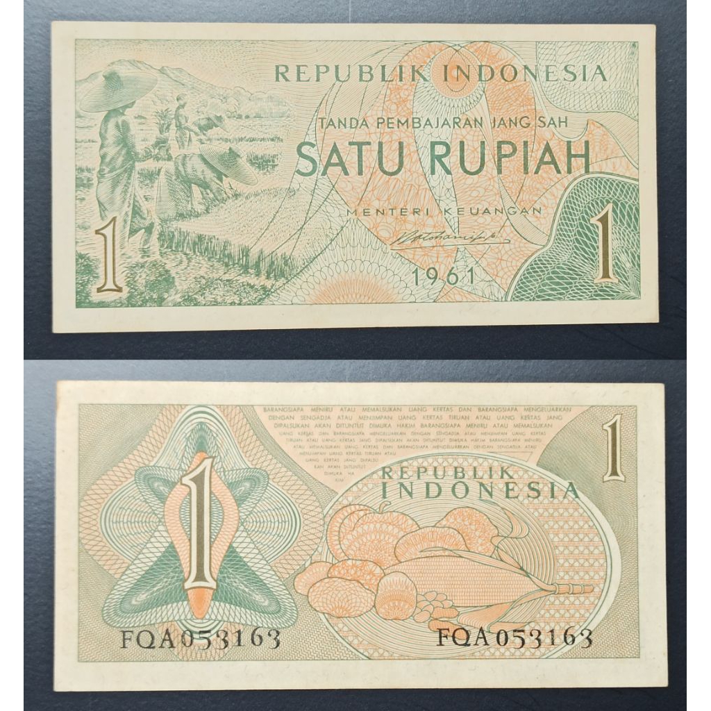 uang kuno Indonesia 1 rp jagung 1961 p2413
