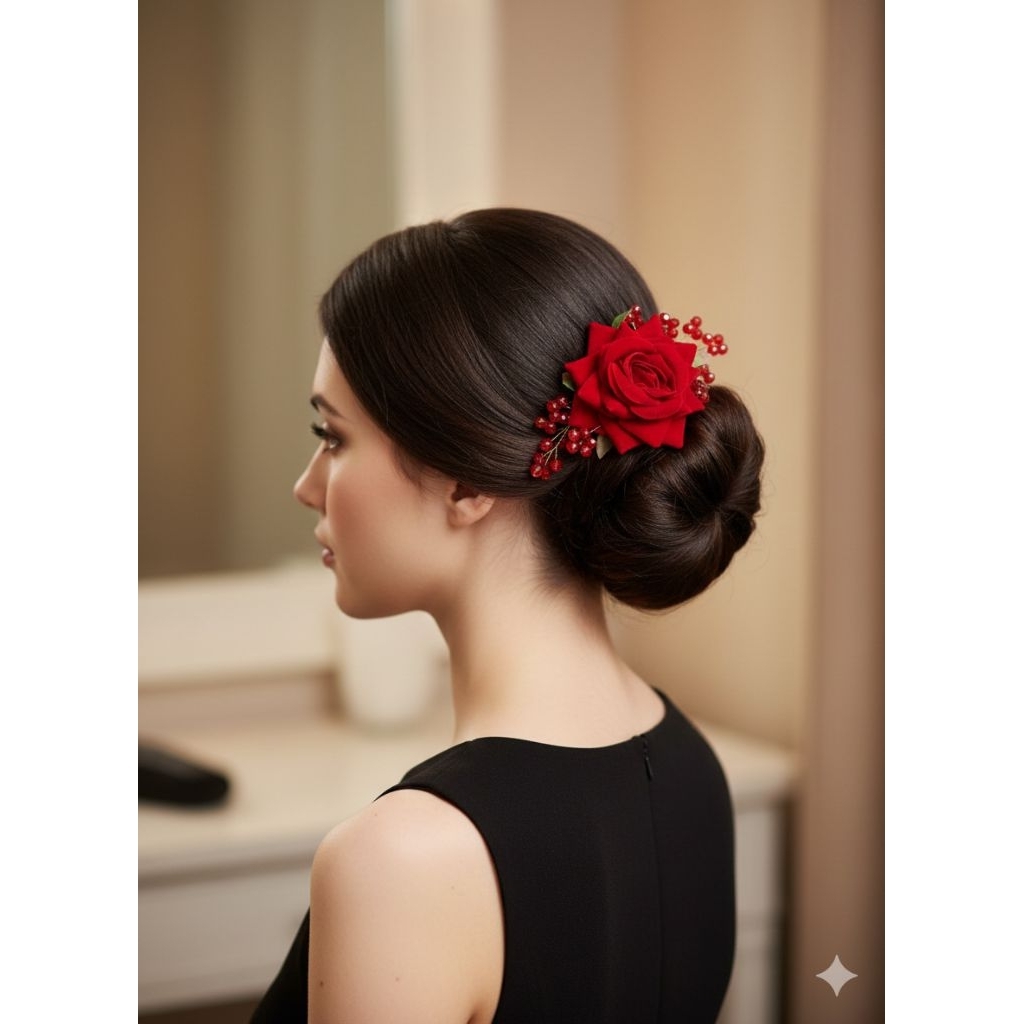 Aksesoris Rambut Pesta Sisir Sanggul Rose Korea Elegan /Sirkam Rambut Bunga Sanggul