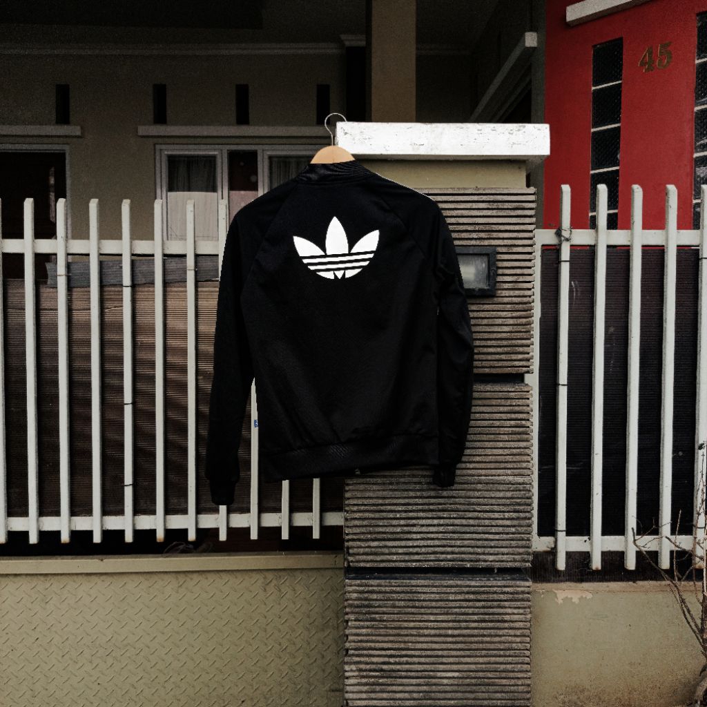 ADIDAS FIREBIRD BIG LOGO TRACKTOP 3 STRIPES WHITE