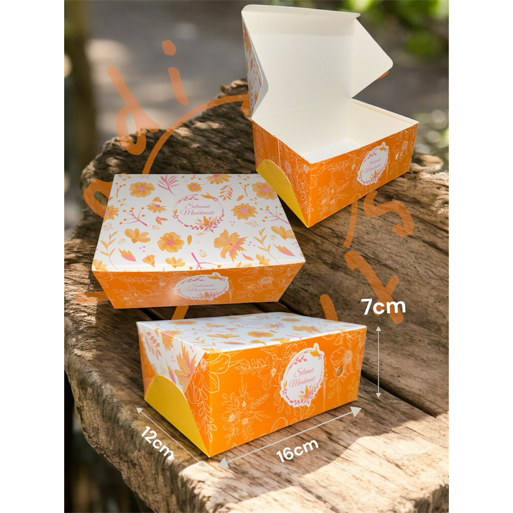 DUS KUE IVORY MOTIF ORANGE/DUS KUE 12x16/DUS MOTIF /BOX KUE 12x16 -100pcs