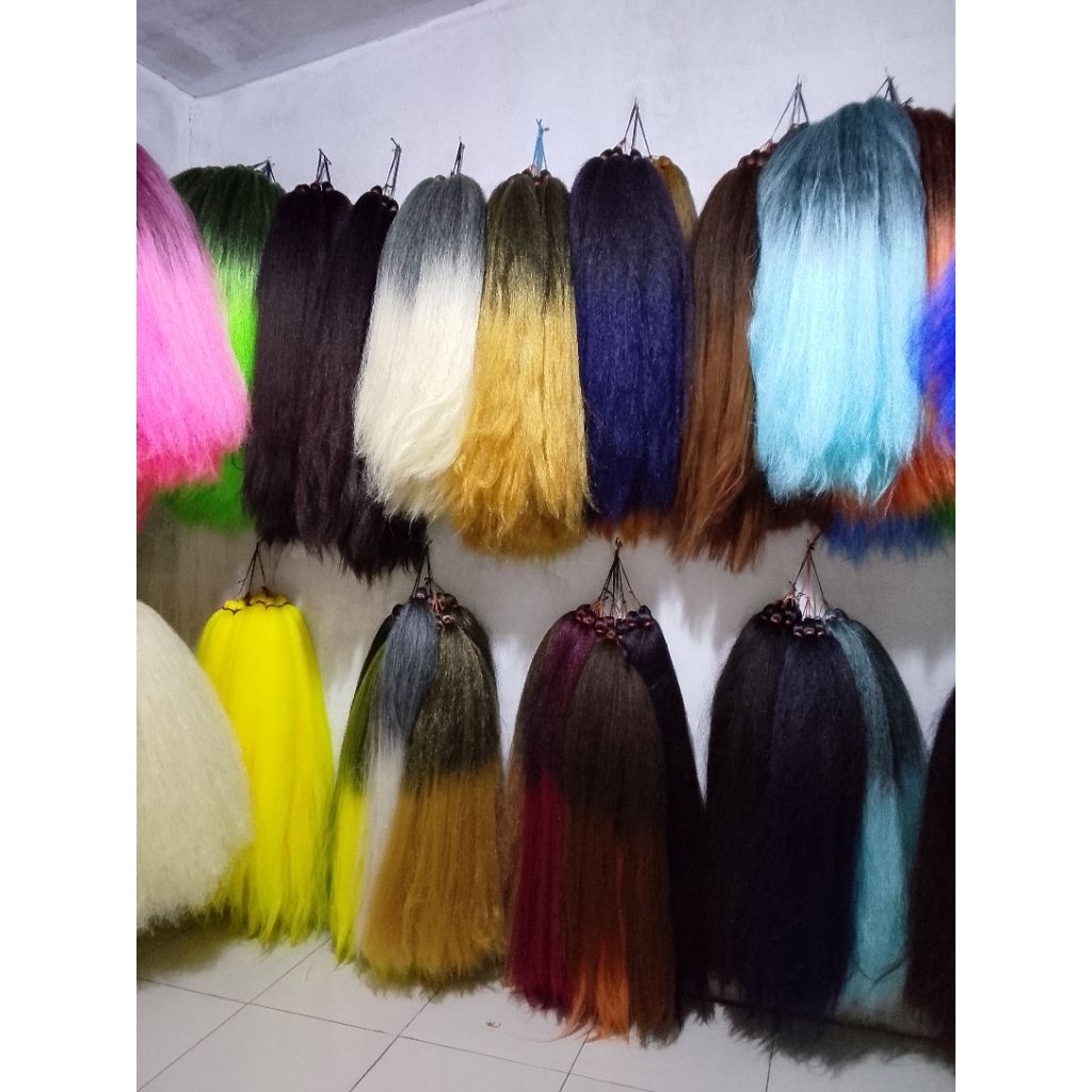 Rambut Sambung Cemara Ombre Tanpa Tulang 80-90cm.