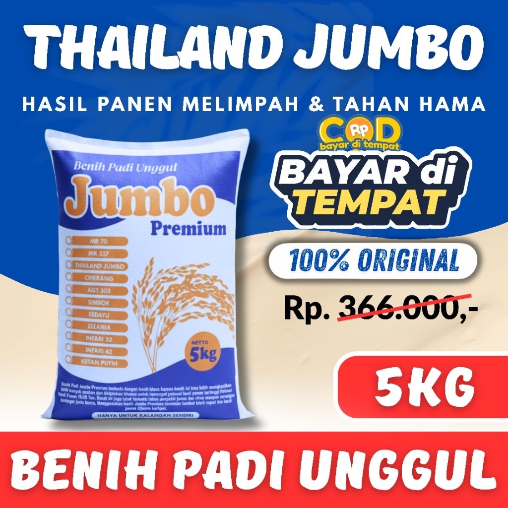 Benih Padi Bibit Padi THAILAND JUMBO Premium Kemasan 5KG-1KG