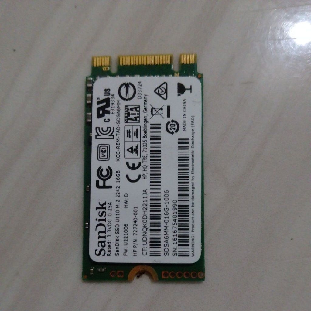 SSD M2 SATA 2242 16GB bekas berkualitas