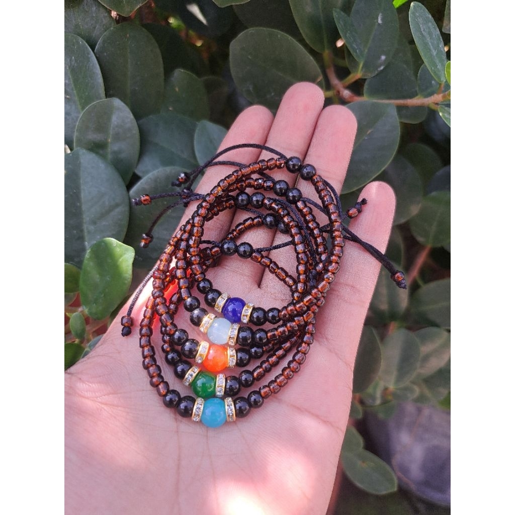 GELANG MANIK VARIASI BATU GIOK /[MANIK COKLAT KOREA VARIASI BATU GIOK SATU]