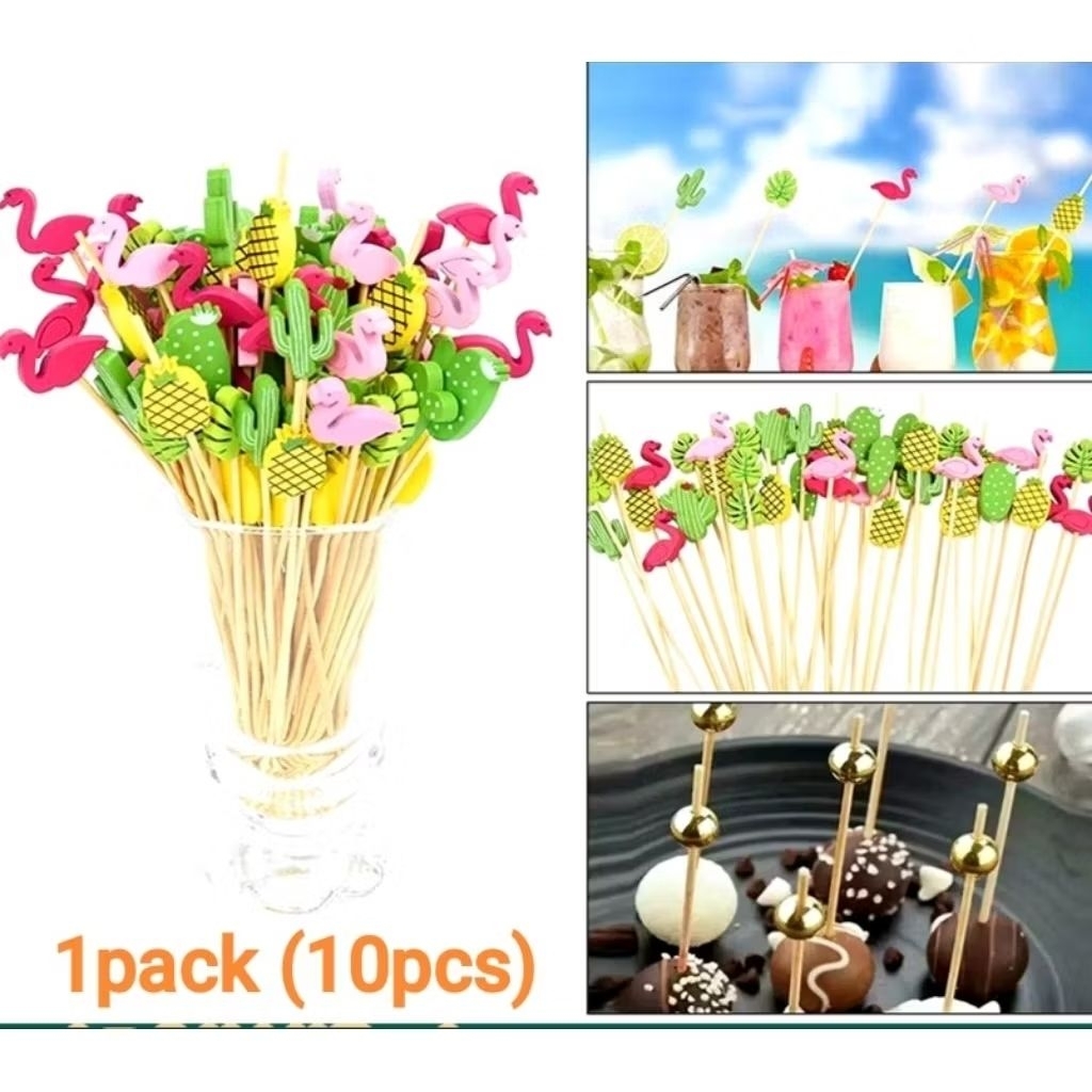 10pcs Tusuk Buah Bambu Atoz karakter/Tusuk Cocktail