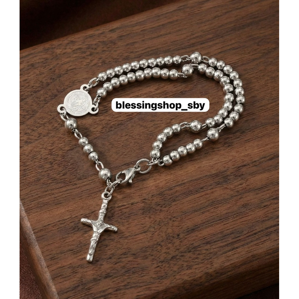 GELANG ROSARIO TITANIUM DUA LAYER – BENTUK ROSARIO FULL